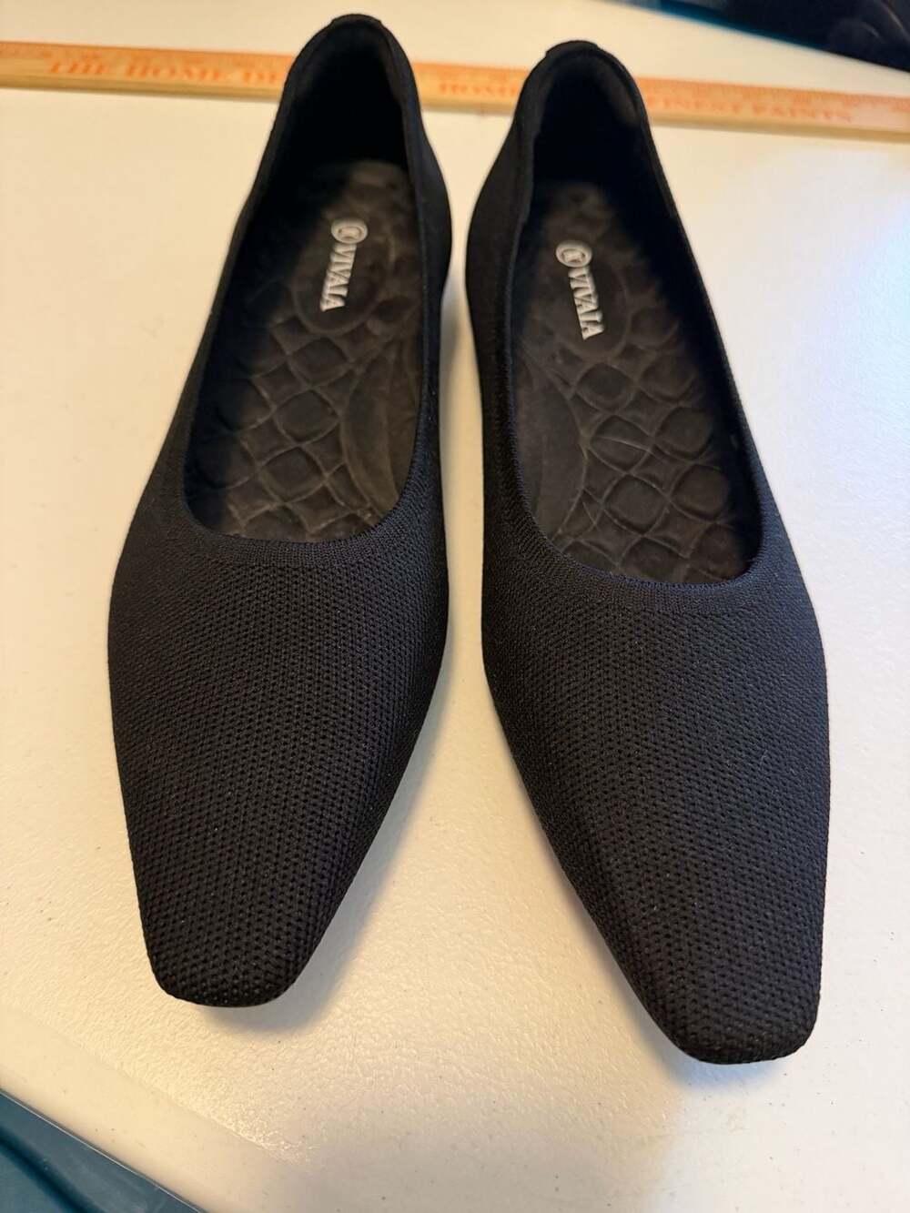 VIVAIA Black Pointed Toe Knit Block Heels 42 US 11 11.5